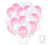 ZHIHUI 50 palloncini rosa e bianchi, 25,4 cm, in lattice rosa e bianco, per baby shower, compleanni, matrimoni, fidanzamenti, anniversari, festival di Natale, picnic o feste di famiglia di amici