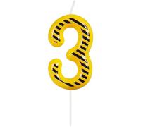 ZHIHUI Candela di compleanno a tema, decorazione per feste di compleanno, a righe gialle e nere, candela per torta di buon compleanno, per ragazzi, ragazze, bambini, riunioni, forniture per feste a