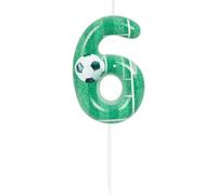 ZHIHUI Candela di compleanno, decorazione per feste a tema calcio, numero buon compleanno, candela per bambini, tifosi di calcio, decorazione per torte, riunioni, forniture per feste a tema (numero 6)