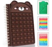 ZHIHUI Pop It Notebook, Fidget Toy Toy Toy Giocattolo Silicone Push Bubbles Notebook Sensory Squeeze, Blocco note a spirale A5, portatile Pop Fidget Toy It taccuino Relieve Stress per Scuola Office
