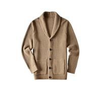 ZHILI Cardigan di Spessore Slim Fit Casual del Collo di Scialle degli Uomini_Apricot_XX-Large
