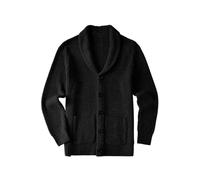 ZHILI Cardigan di Spessore Slim Fit Casual del Collo di Scialle degli Uomini_Black_Large