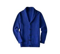 ZHILI Cardigan di Spessore Slim Fit Casual del Collo di Scialle degli Uomini_Blue_X-Large