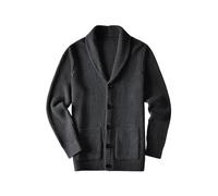 ZHILI Cardigan di Spessore Slim Fit Casual del Collo di Scialle degli Uomini_Dark Grey_Large