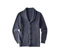 ZHILI Cardigan di Spessore Slim Fit Casual del Collo di Scialle degli Uomini_Navy_Medium