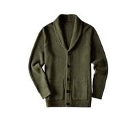 ZHILI Cardigan di Spessore Slim Fit Casual del Collo di Scialle degli Uomini_Olive_XXX-Large
