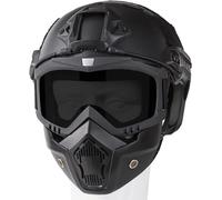Zhiling Casco e maschera per softair base jump casco PJ Style softair maschera tattica integrale con occhiali rimovibili e regolabili