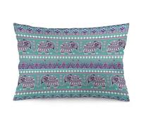 Zhimahou Federa per cuscino, 50 x 35 cm, ornamento tribale africano con elefanti etnici e loto indiano, cuscini per sedie, cuscini da divano, federe per cuscini da seduta, cuscini da letto, 50 x 35 cm