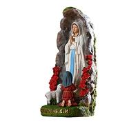 zhiqiang Statua da esterno della Madre Beata Madre di Maria Statua Madonna di Lourdes con Santa Bernadette e Agnello Figurine in resina Scultura religiosa Chiesa cattolica Ornamenti per interni