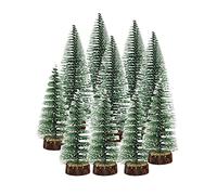 ZHIQIN 10 Mini Albero di Natale Artificiale Mini Sisal Albero di Natale Piccolo 10/ 15cm con Base in Legno per Miniature Natalizie Decorazioni da Tavolo Natale Festa Fai da Te