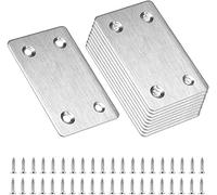 ZHIQIN 10 Pezzi Piastra In Acciaio Inox Staffa Angolare Piatta Staffa Heavy Duty Che Unisce Riparazione Piastra Staffa Dritta per Riparare Sedie Tavoli da Pranzo Letti, 60x38mm