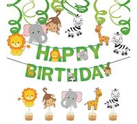 ZHIQIN 31 PCS Decorazioni a Spirale di Giungla Animali Stelle filanti e Pendenti a Spirale per Bambini Compleanno Baby Shower Decor Compleanno Swirls Decorazioni a Spirale Pendenti Ghirlanda