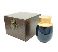 ZHIQIYI Urna per ceneri umane, piccola urna per ceneri umane, coperchio in ceramica a doppia tenuta fatto a mano, con scatola venata del legno, decorazione per casa o ufficio (blu scuro)