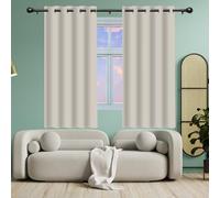 ZHIQXUE Tende Camera da Letto Oscuranti 1 Pezzi 154 x 185 cm Poliestere Resistente, Termica Isolante Tenda Oscurante Camera da Letto per Interni Finestre con Anelli, Beige