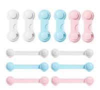 ZHITENG 12 Pezzi Blocca Cassetti per Bambini, Chiudi Cassetti Bambini Autoadesivo, Blocca Ante per Armadietto Cassetto Armadio non Necessitano Attrezzi Più Facile da Installare (Bianco, Blu, Rosa)