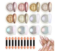 ZHITENG 22 Pezzi Polvere per Unghie Cromata, Polvere Effetto Specchio per Unghie Glitter Chrome Powder Nails con Bastoncini, per DIY Salon la Decorazione Nail Art, Multicolore