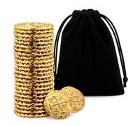 ZHITENG 35 Pezzi Monete del Tesoro dei Pirati Monete Pirata in Metallo | Include un Sacchetto in Tessuto Nero Adatte per Giochi Tavolo, Giochi Ruolo, Caccia al Tesoro, Gettoni Gioco