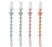 ZHITENG 4 Pezzi Catenella Portaciuccio Monopezzo Con Clip di Sicurezza, Catenella Ciuccio Portatile, Giochi Neonato Facile da Pulire, Portaciuccio Silicone per Bambine e Bambini Giochi da Dentizione