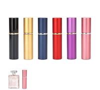 ZHITENG 6 Pezzi Atomizzatore di Profumo, 5 ml Atomizzatore Profumo Ricaricabile Anti Perdite Mini Bottiglia Spray Portatile con Imbuto e Contagocce, per Viaggiare Festa Vita Quotidiana (6 Colori)