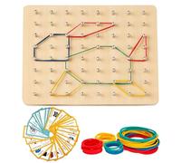 ZHITENG Geoboard in Legno, Giochi Educativi Montessori 50 Elastici e 30 Schede di Modelli, Giochi in Legno Promuovere Il Pensiero Spaziale, Giocattoli Bambini per la Creazione di Figure e Forme