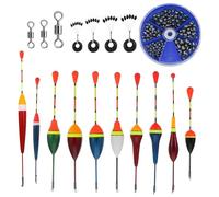 ZHITENG Set da Pesca Galleggiante 10 Galleggianti da Pesca Leggeri e Sensibili, Una Scatola per Piombo, Quattro Vassoi Cilindrici e Tre Clip a Forma di 8, Adatto a Laghi e Fiumi