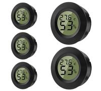 ZHITING Igrometro Termometro Mini Digitale Misuratore di Temperatura e Umidità Igrometro Tondo per Interni, Serre, Terrari, Custodie per Chitarre, Umidor, Incubatrici & Vetro (Confezione da 5)