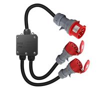 ZHIVEMEi Adattatore CEE ad alta corrente da 32 A a 16 A, 2 prese CEE da 230 V, 16 A, 5 poli, prolunga CEE, IP44-68, distributore di corrente ad alta tensione per campeggio, esterno, industria