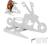 Zhiwei Chicken Holder Grill American Motorcycle BBQ, Portable Chicken Stand BBQ, Beer Can Holder Grill Rack with Glasses, Chicken Grill for Forno, Camping Kitchen Supplies Indoor Outdoor