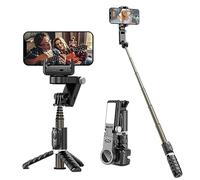 Zhixifan Gimbal Stabilizzatore per Smartphone Rotazione 360° Bastoni Selfie Desktop Treppiede, Luce Riempimento Telecomando Wireless Tracciamento Intelligente Compatibile con Android iPhone