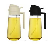 ZHIYE Confezione da 2 flaconi spray per olio da cucina, 500 ml, 2 in 1, erogatore per olio d'oliva, per cucina, friggitrice ad aria, barbecue, insalata, beige+nero