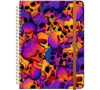 ZHIZHEND Ruled Spiral Writing Notebook,A5 Hardcover Lined College Journal for Women,Strong Twin-Wire Binding with Premium Paper,8.4" X 6",Perfect for School,Office,Home(Skull)