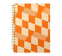 ZHIZHEND Spiral Journal Notebook,A5 Hardcover Lined Journals for Women 6 x 8.3 in,60 Sheets 120 Pages Thick Paper,Cute College Ruled Writing Notebook for Office Work School(Orange Beige Checkerboard)