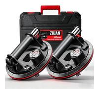 ZHJAN 2 Pezzi Ventosa per Piastrelle 8" con Manometro | Capacità di Carico 220kg | Per Vetro, Piastrelle, Marmo | Include Valigia di Trasporto