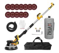 ZHJAN Levigatrice per Muro con Aspiratore 880W, Giraffa Levigatrice Professionale, Impugnatura Telescopica fino a 180cm, 5 Velocità Regolabile 1000-2100 RPM, Luce LED, per Cartongesso e Intonaco