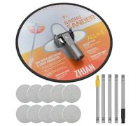 ZHJAN Levigatrice Radiale per Cartongesso con Testa Rotonda 360° e Asta Estensibile, per Pareti e Soffitti, Include 10 Carte abrasive (100/120/150/180/240)