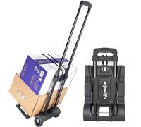 ZHJINGYU Carrello Pieghevole Ferro 35KG - Asta Telescopica Pieghevole - Con Corde Espansione - Ideale per Viaggi, Traslochi, Aeroporti & Uffici