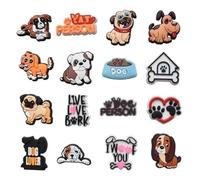ZHjuju 16 Pièces Charmes de Chaussures Thème Chien Mignon, Décorations de Chaussures Imperméables pour Enfants, Ados et Adultes, Idéal pour Cadeaux d'Anniversaire, Fêtes et Récompenses Scolaires