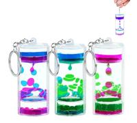 ZHjuju Chiave a Catena con Timer a Liquido Motion - Giocattolo Sensoriale per Bambini e Adulti, 3 Colori, 3 Pezzi, Antistress, Ideale per Autismo e Decorazione Borsa