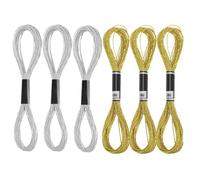 ZHjuju Filati da Ricamo Metallico,6 Matasse Fili per Punto Croce Filo da Ricamo Oro e Argento Glitterato Filo da Ricamo Filo per Punto Croce per Bracciali dell'Amicizia DIY Filo da Ricamo Artigianato