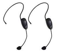 Zhjvihx Microfono con Cuffia Wireless, Microfonico Wireless UHF 2.4G con Spina da 3,5 Mm 6,35 Mm, per PA Altoparlante Karaoke Guida Turistica Didattica per il Fitness (1 per 2)