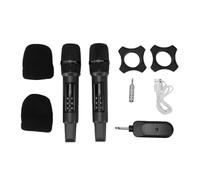 Zhjvihx Microfono Wireless, Microfono Dinamico Cordless Doppio Portatile 2.4G con Ricevitore Ricaricabile, per Cantare Karaoke in Live Streaming per Discorsi di Feste di Matrimonio