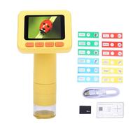 Zhjvihx Microscopio Digitale per Bambini, Microscopio Portatile 1080P con Ingrandimento 50X-1000X con Schermo IPS da 2 Pollici e 8 Luci LED, per L'esplorazione del (W2 Giallo con scheda MicroSD da