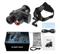 Zhjvihx Monoculare per Visione Notturna 4K con Sensore Starlight e IR 850 NM, Distanza di Osservazione 300-400 M, Ingrandimento 7X, Regolazione Diottrica, Display 454x454, Ricaricabile (NV4500)
