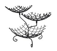 Zhjvihx Organizzatore per Cestini per Frutta in Metallo a 3 Livelli, Buon Design a Rete di Ventilazione per il Bancone della, Soggiorno, con Ganci a Banana Rimovibili per Riporre Pane, (BLACK)
