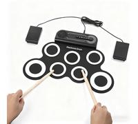 Zhjvihx Set di Batteria Arrotolabile, Batteria Elettrica Portatile Ricaricabile a 7 Pad con 2 Pedali e 2 Bacchette, per Esercitarsi in Lezioni di Musica per Bambini e Adulti All'aperto