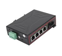 Zhjvihx Switch Ethernet Industriale, 1 Porta Ottica 4 Porte Ethernet 10M 100M Montaggio su Guida Din, Gigabit SFP FX Hot Swappable, Ricetrasmettitori di Rete per Trasmissione in Fibra