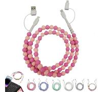 ZHKVAG 4-in-1 Beaded Charging Cord&Fast Charging Cable 66W, 4-in-1 Multi Beaded Charging Cords Cable for iPhone, Colorful Anti-Tangle USB Cable Fast Chargers for Multi Device Use (Red Pink,4-in-1)