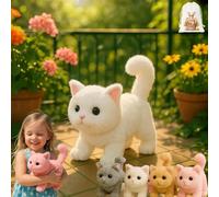 ZHKVAG My Realistic Cat Toy-Bring Endless Joy and Warmth, 2025 New Ai Interactive Realistic Robot Kitten Cat, Can Walk, Meow, Wag Its Head and Tail, Not Easy to Shed Hair (White)