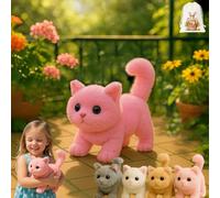 ZHKVAG My Realistic Cat Toy-Bring Endless Joy and Warmth, 2025 New Ai Interactive Realistic Robot Kitten Cat, Can Walk, Meow, Wag Its Head and Tail, Not Easy to Shed Hair (Pink)