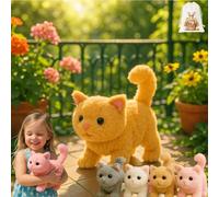 ZHKVAG My Realistic Cat Toy-Bring Endless Joy and Warmth, 2025 New Ai Interactive Realistic Robot Kitten Cat, Can Walk, Meow, Wag Its Head and Tail, Not Easy to Shed Hair (Brown)